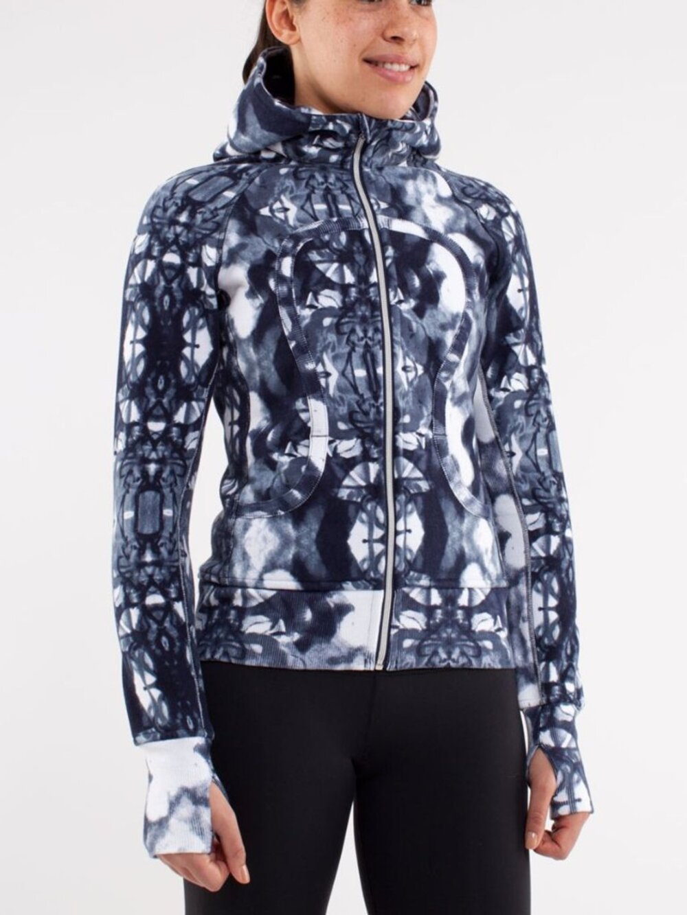 Lululemon Scuba Hoodie Zip Up Ink Blot White Deep Indigo / Deep Indigo Size 4